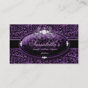Leopard Jewelry Business Card Crown Purple