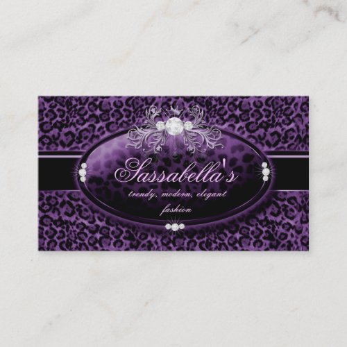 Leopard Jewelry Business Card Crown Purple
