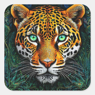 Leopard jungle aesthetic decor safari animal square sticker
