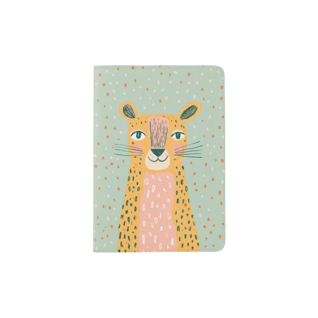 Leopard Jungle Animal Dots Pattern Kids Children Passport Holder (Front)