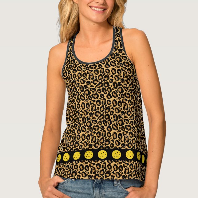 Leopard Jungle Animal Print Pickleball Sport Tank  (Front)