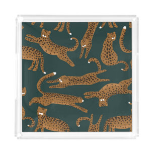 Leopard Jungle: Animal Print Vintage. Acrylic Tray