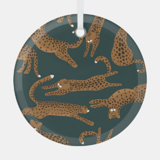 Leopard Jungle: Animal Print Vintage. Glass Ornament