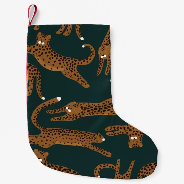 Leopard Jungle: Animal Print Vintage. Small Christmas Stocking (Front)