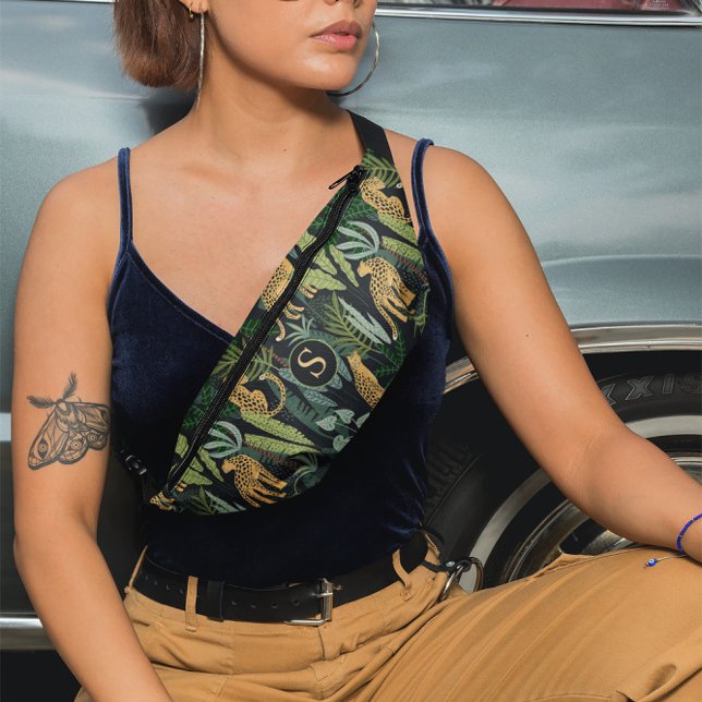 Leopard Jungle Forest Illustration Seamless Custom Fanny Pack (Creator Uploaded)