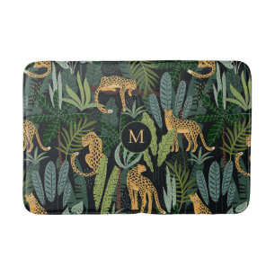 Leopard Jungle Forest Illustration Seamless Patter Bath Mat