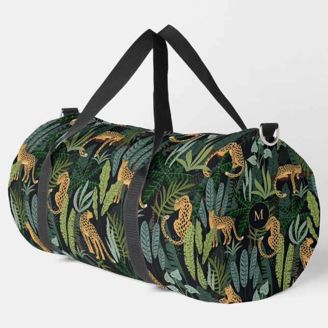 Leopard Jungle Forest Illustration Seamless Patter Duffle Bag (Left Corner)
