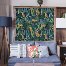 Leopard Jungle Forest Illustration Seamless 