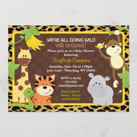 Leopard Jungle Friends Baby Shower Invitations