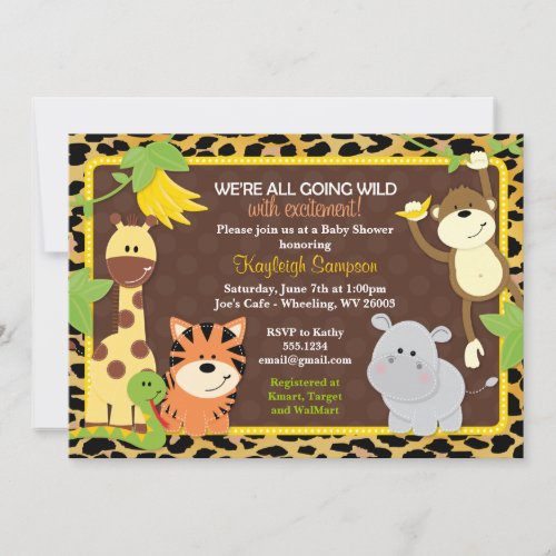 Leopard Jungle Friends Baby Shower Invitations