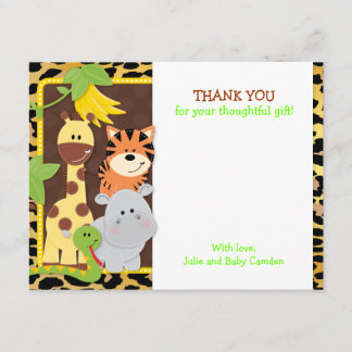 Leopard Jungle Friends Baby Shower Thank You Cards