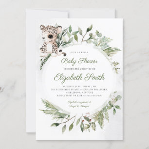 Leopard Jungle Safari Greenery Baby Shower Invitation