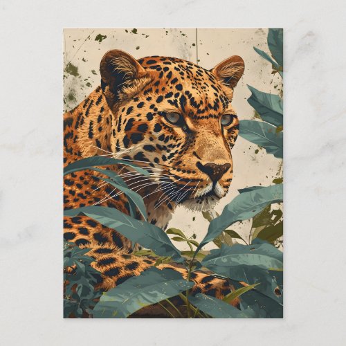 Leopard Jungle Vintage Postcard