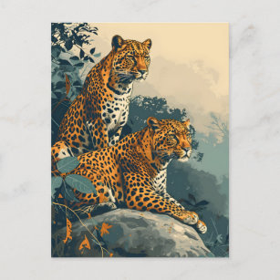 Leopard Jungle: Vintage Postcard