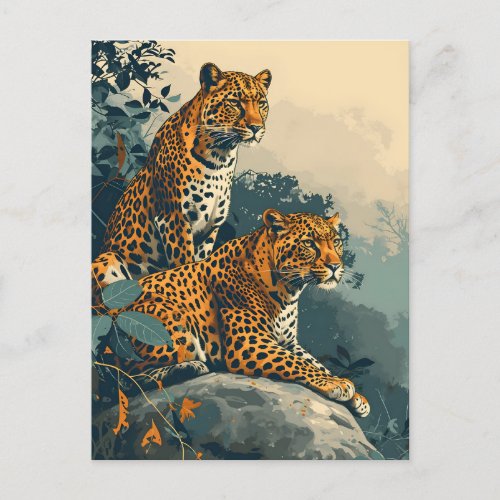 Leopard Jungle Vintage Postcard