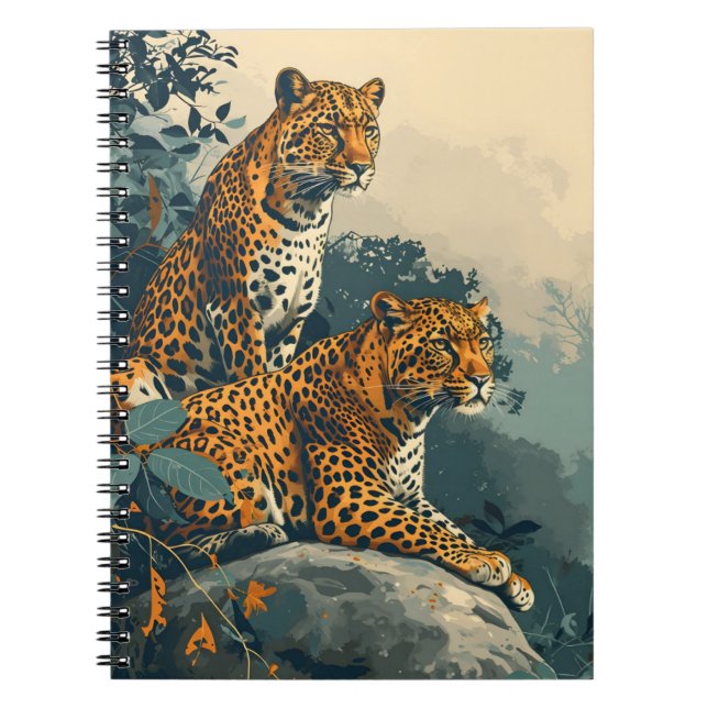 Leopard Jungle: Vintage Postcard Notebook (Front)