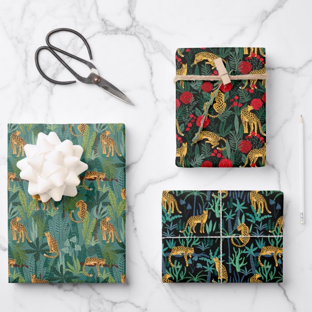Leopard Jungle  Wrapping Paper Sheets (Front)