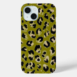 Leopard kaki print iPhone 15 case