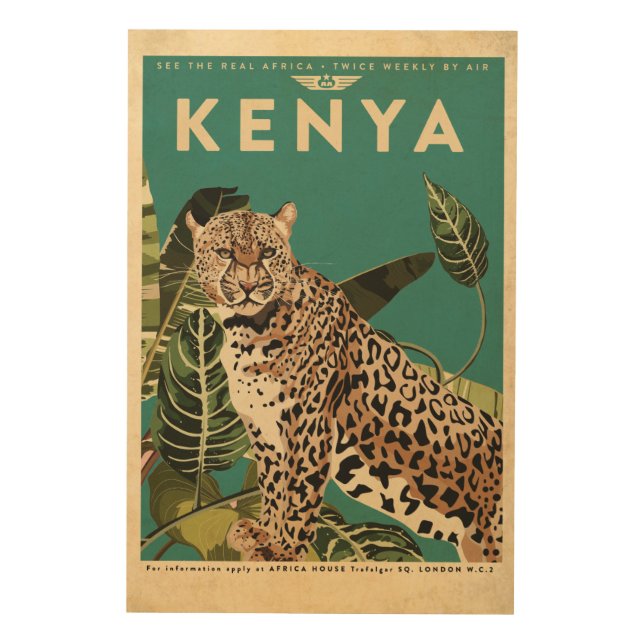 Leopard Kenya Travel  Wood Wall Art (Front)