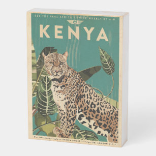 Leopard Kenya Travel  Wooden Box Sign