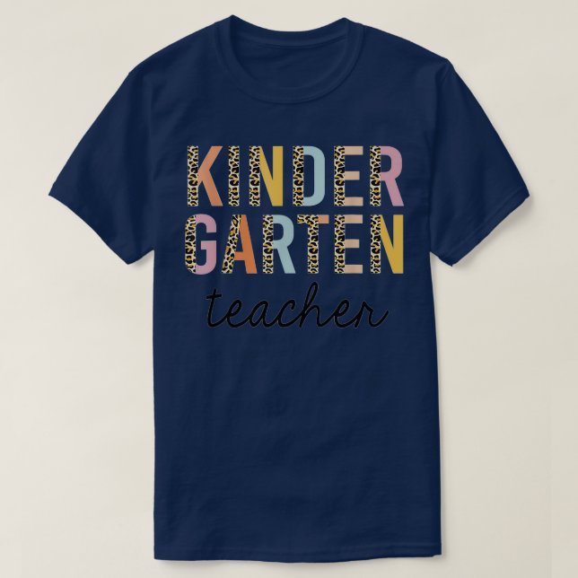Leopard Kindergarten Teacher Kinder Back to School T-Shirt (Design Front)