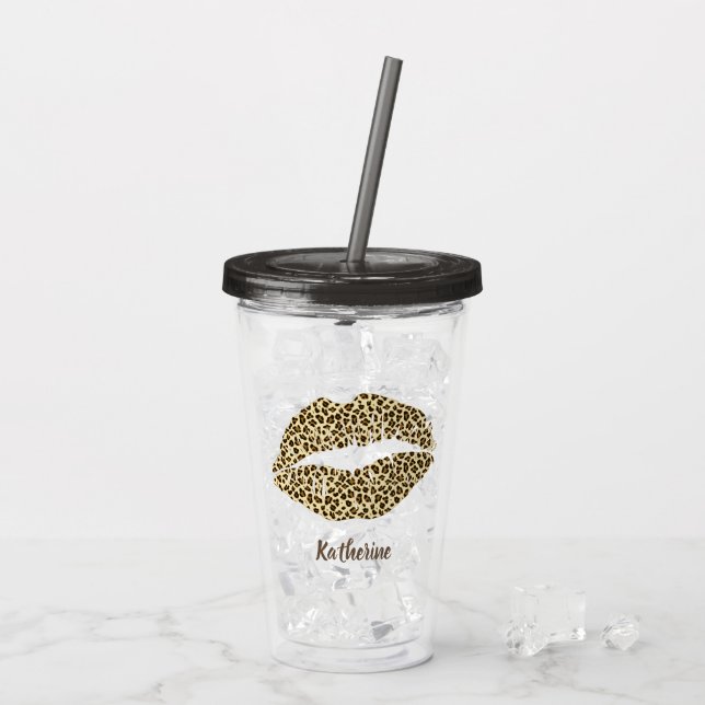 Leopard Kiss - Personalized Acrylic Tumbler (Back Ice)