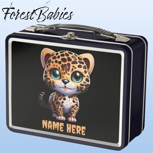 Leopard Kitten Jungle Safari Animal Kitty Cat Metal Lunch Box