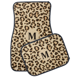 Leopard Leather Print Pattern Monogram Car Floor Mat