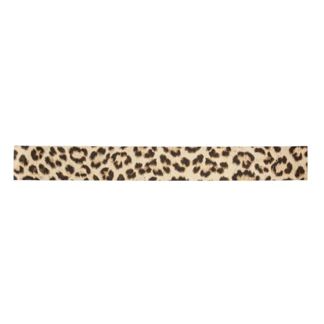 Leopard Leather Print Pattern Monogram Satin Ribbon (Front)