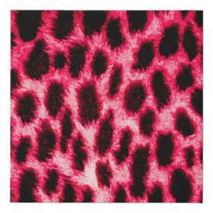 Leopard leather texture with black and red colors faux canvas print