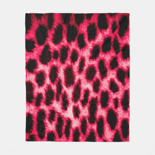 Leopard leather texture with black and red colors fleece blanket