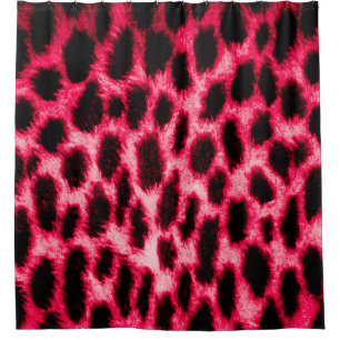 Leopard leather texture with black and red colors shower curtain