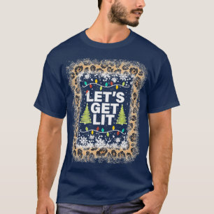 Leopard Lets Get Lit Funny Christmas T-Shirt