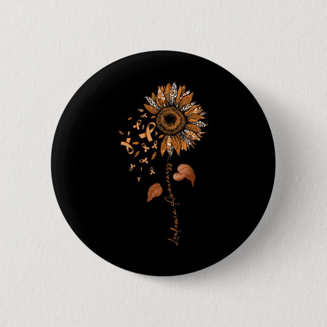Leopard Leukemia Awareness Orange Ribbon  Button (Front)