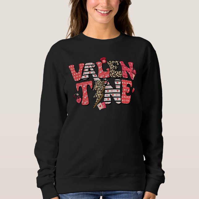 Leopard Lightning Vintage Valentines Day Couple Ma Sweatshirt (Front)