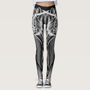 Leopard Line Flow – Artistic Black & White Leggings