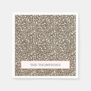Leopard Linen Monogram Chic Safari Animal Print Napkins