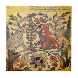 Leopard Lion Judges Indian Renaissance Fable Ceramic Tile
