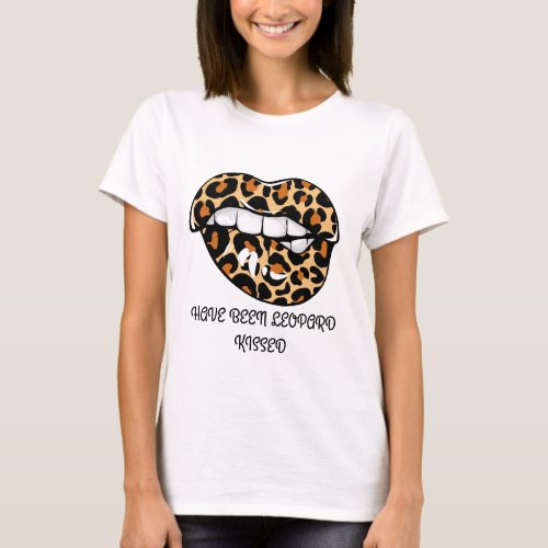 Leopard Lipped White Womens T_shirts