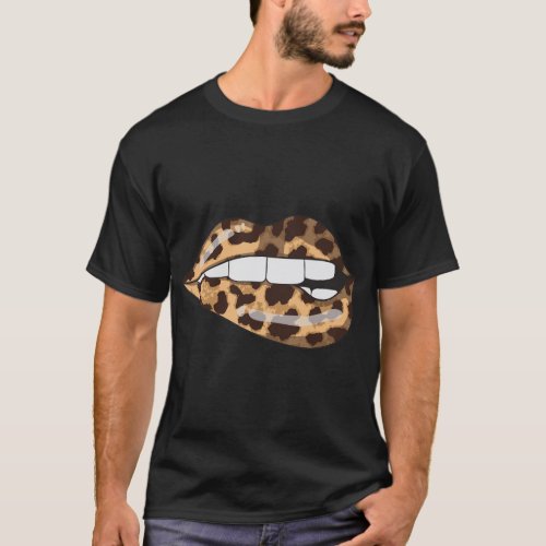 Leopard Lips Fashion Lip Art Print Gift T_Shirt