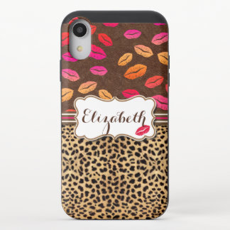 Leopard Lips Kisses Personalized iPhone XR Slider Case