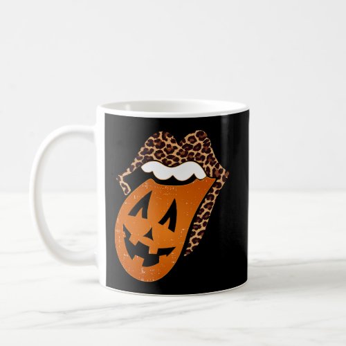 Leopard Lips Pumpkin Tongue Halloween Party Coffee Mug