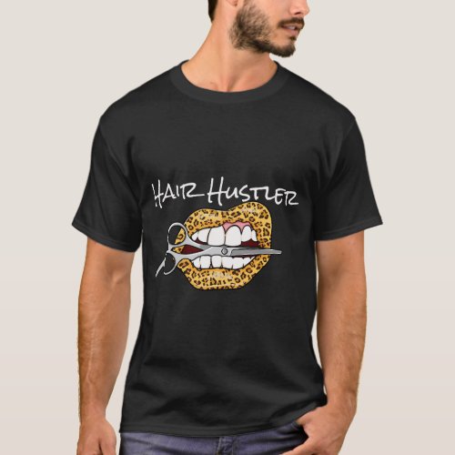 Leopard Lips With Scissors Cool Hairdresser Hair H T_Shirt