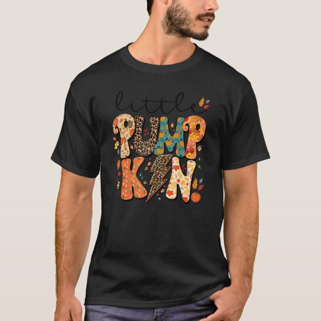 Leopard Little Pumpkin Lightning Bolt Fall Vibe Th T-Shirt (Front)