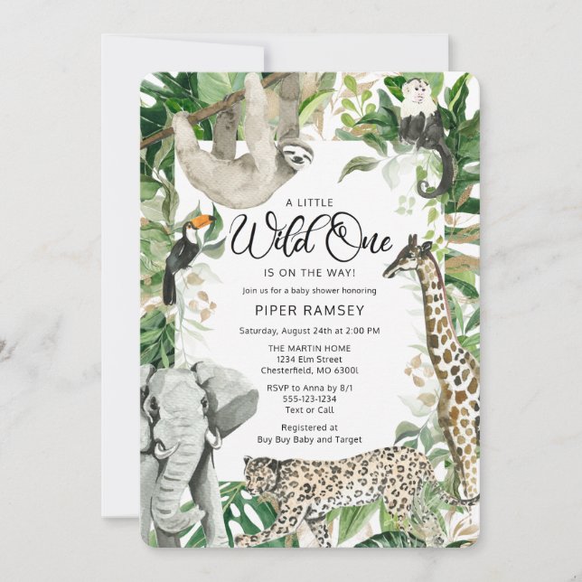 Leopard Little Wild One Safari Baby Shower Invitation (Front)