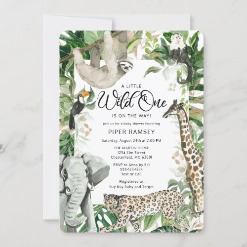 Leopard Little Wild One Safari Baby Shower Invitation