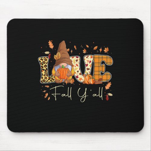 Leopard Love Fall Yall Gnome Gnomies Pumpkin Hall Mouse Pad