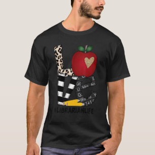 Leopard Love Librarian Life Back To School T-Shirt