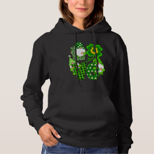 Leopard Love Three Gnomes Lucky Shamrock St. Patri Hoodie