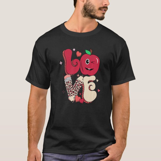 Leopard Love Valentine Teacher Sweethearts One Lov T-Shirt (Front)